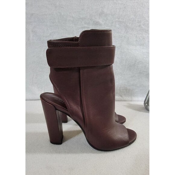 Vince Womens Burgundy Brigham Oxblood Open Toe Bootie Leather Upper‎ Size 7M - Picture 3 of 13
